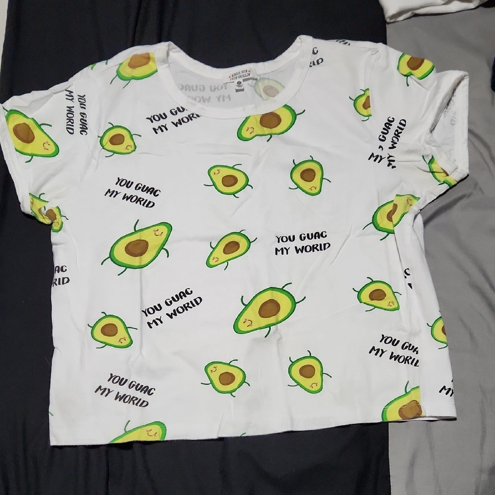 Avocado Print Crop Top - White